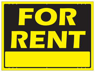 For Rent 18 x 24 Corrugated Panel Yard Sign Black/Yellow