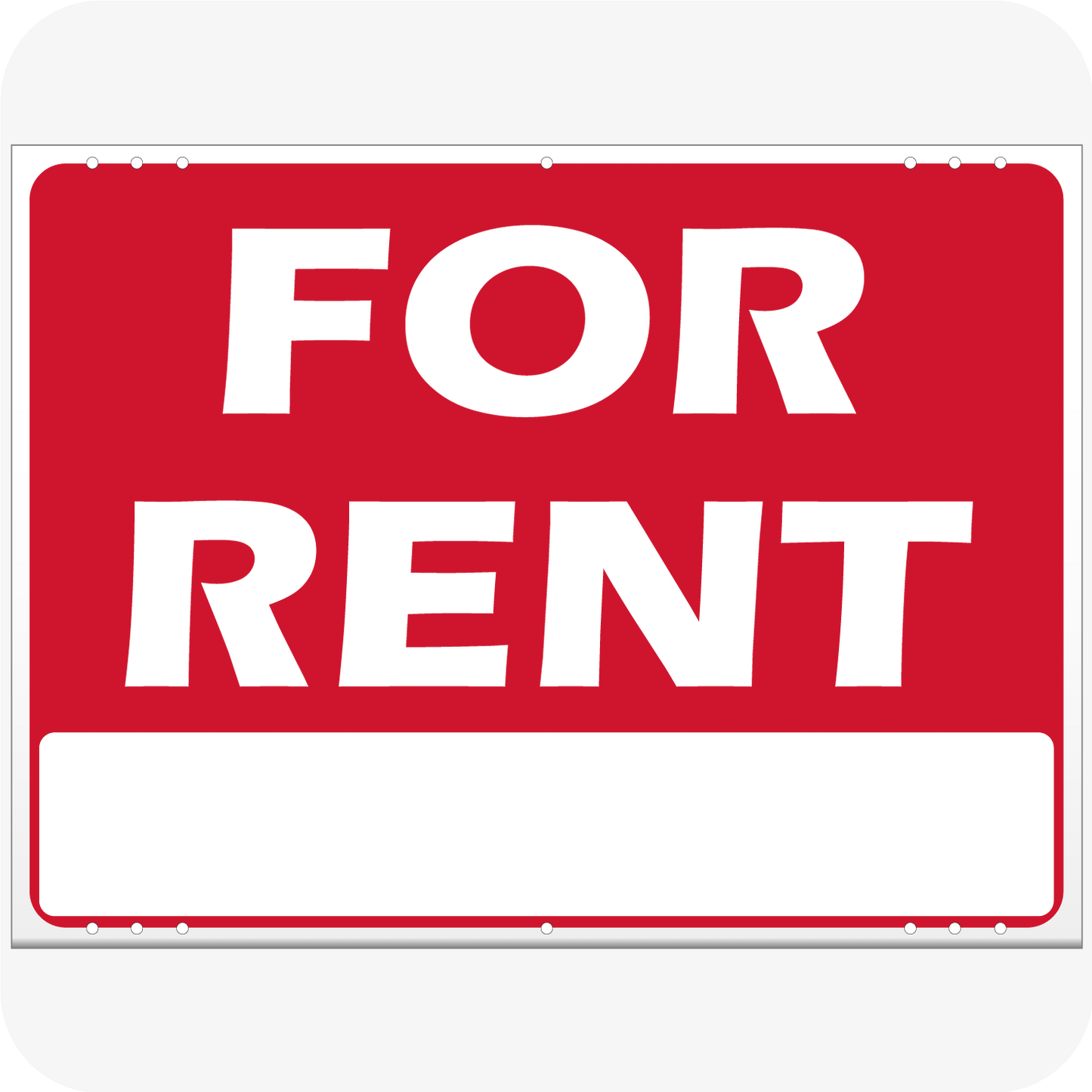For Rent 18 x 24 Corrugated Panel Yard Sign Red