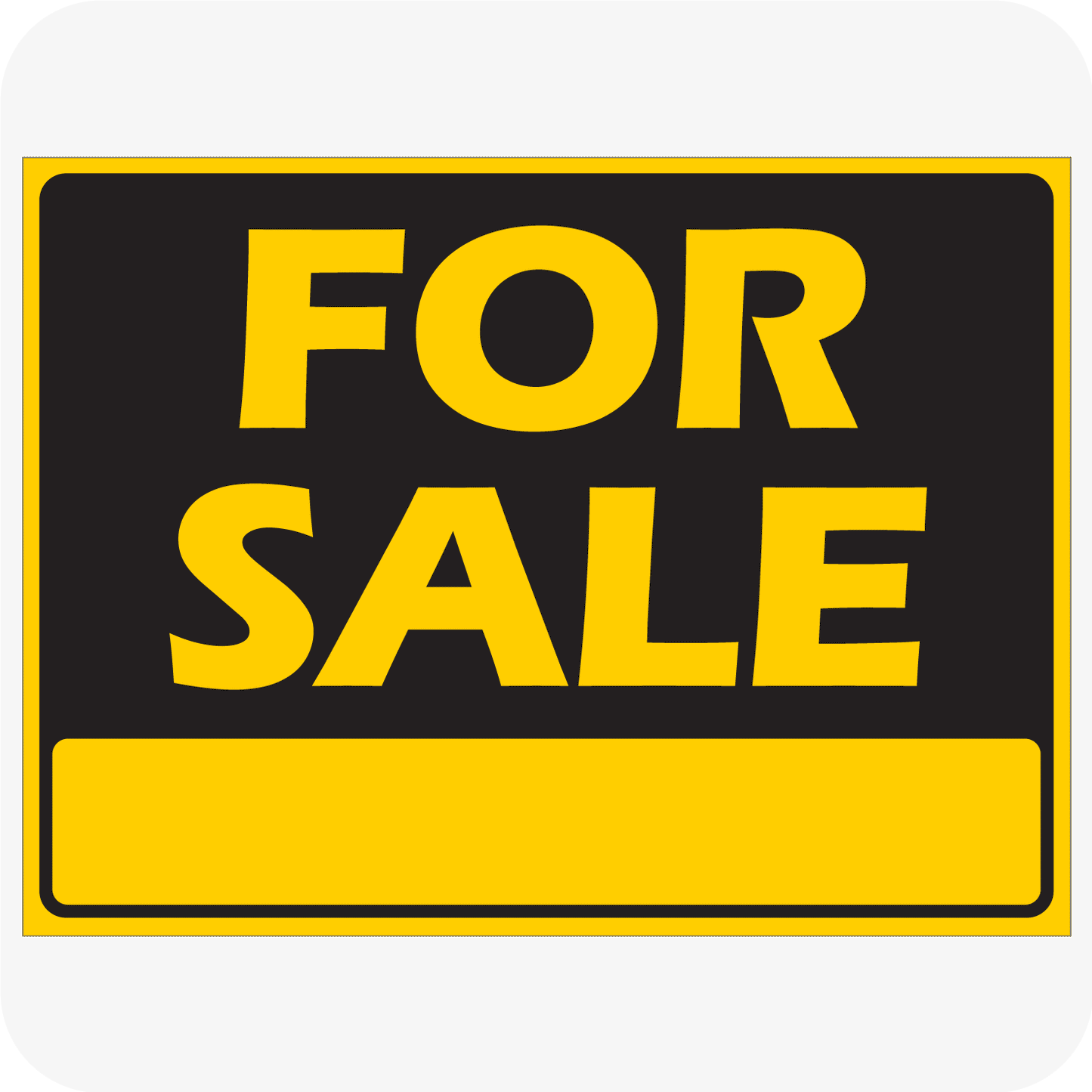 For Sale with blank 18 x 24 Corrugated Panel Yard Sign Black/Yellow