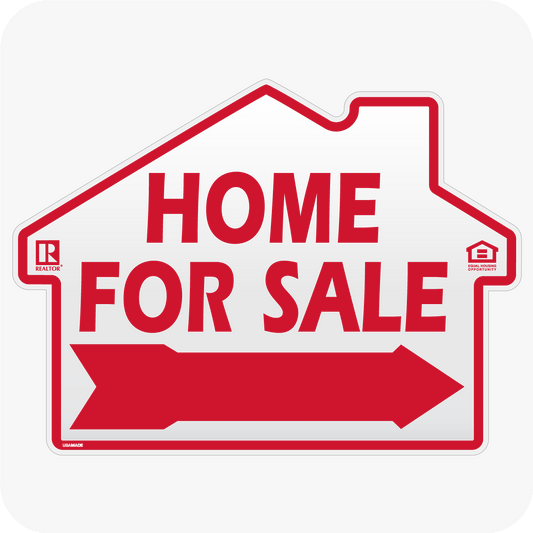 Home For Sale 18 x 24  Rounded House Shaped Sign w/Realtor Logo - Red