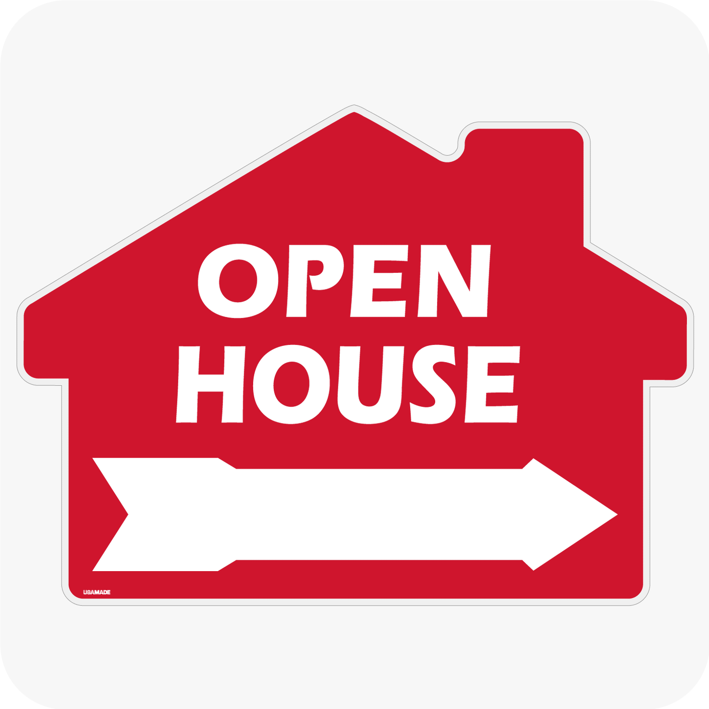 Open House w/ Arrow - Rounded House Shaped Sign 18x24 - Red