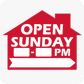 Open Sunday w/ Hours - House Shaped Sign 18 x 24 - Red