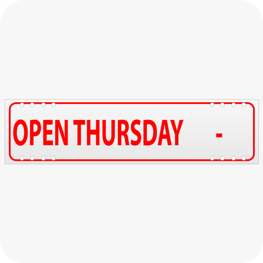 Open Thursday with Blank for Hours 6 x 24 Corrugated Rider - Red
