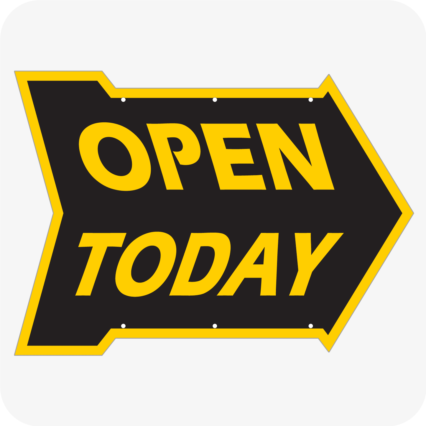 Open Today 18 x 24 Arrow - Black and Yellow