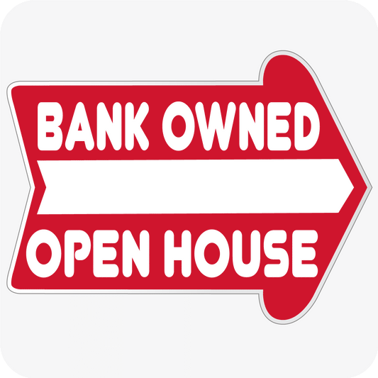 Bank Owned Open House 18 x 24 Corrugated Rounded Arrow - Red