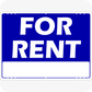 For Rent 18 x 24 Corrugated Panel Yard Sign Blue
