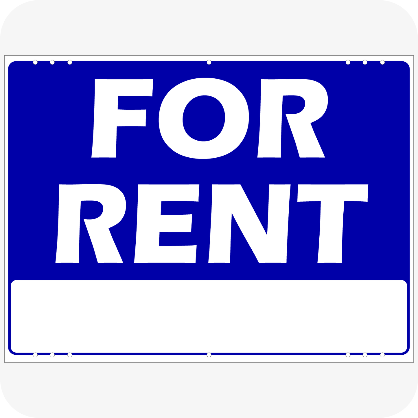 For Rent 18 x 24 Corrugated Panel Yard Sign Blue