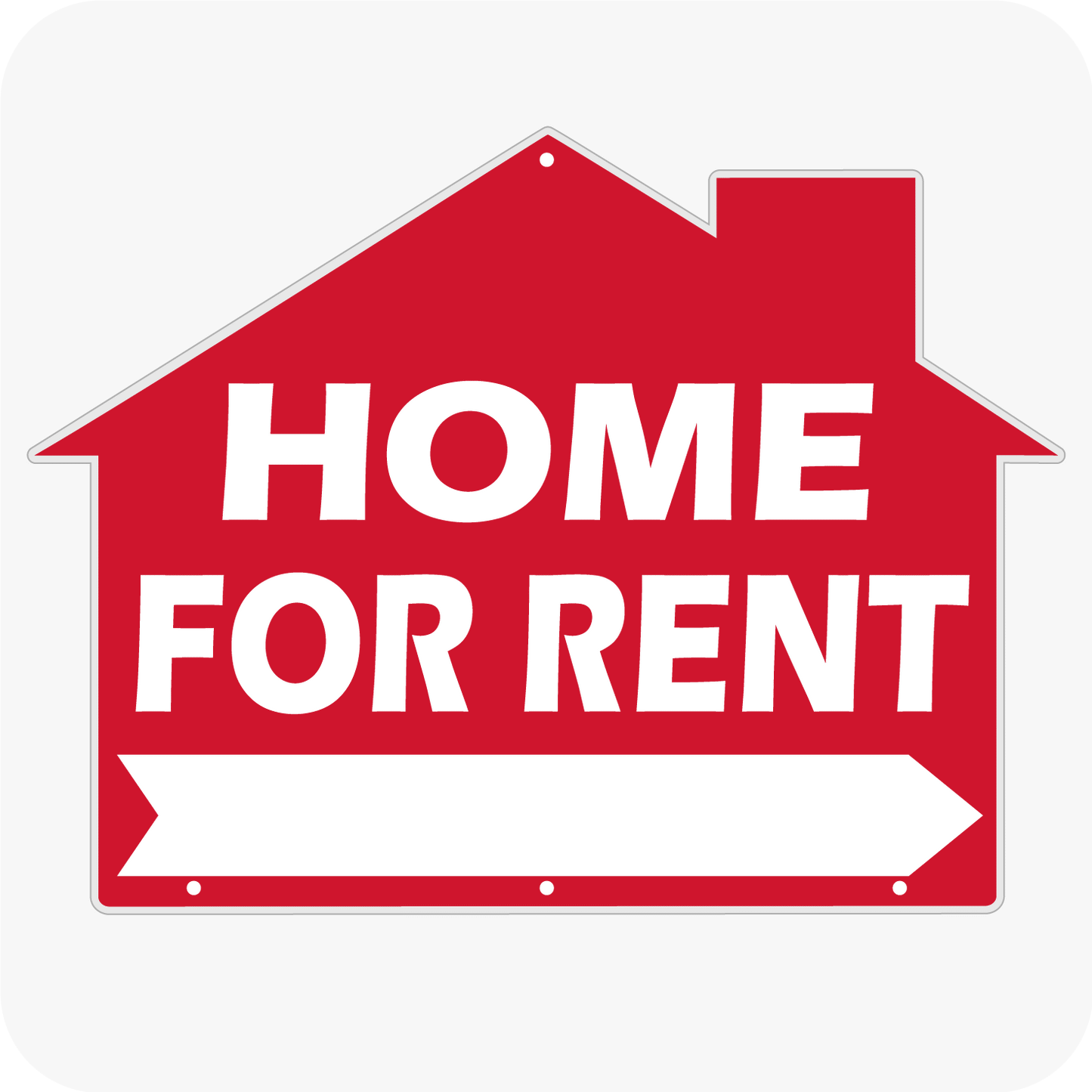 Home For Rent - House Shaped Sign 18x24 - Red