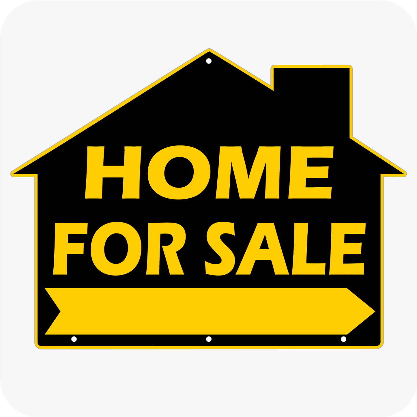 Home For Sale - House Shaped Sign 18x24 - Black and Yellow
