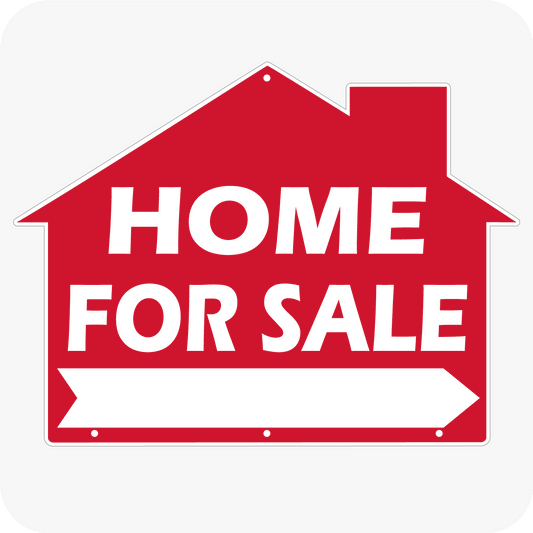 Home For Sale - House Shaped Sign 18x24 - Red