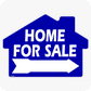 Home For Sale Rounded House Shaped Sign with Arrow 18 x 24 - Blue
