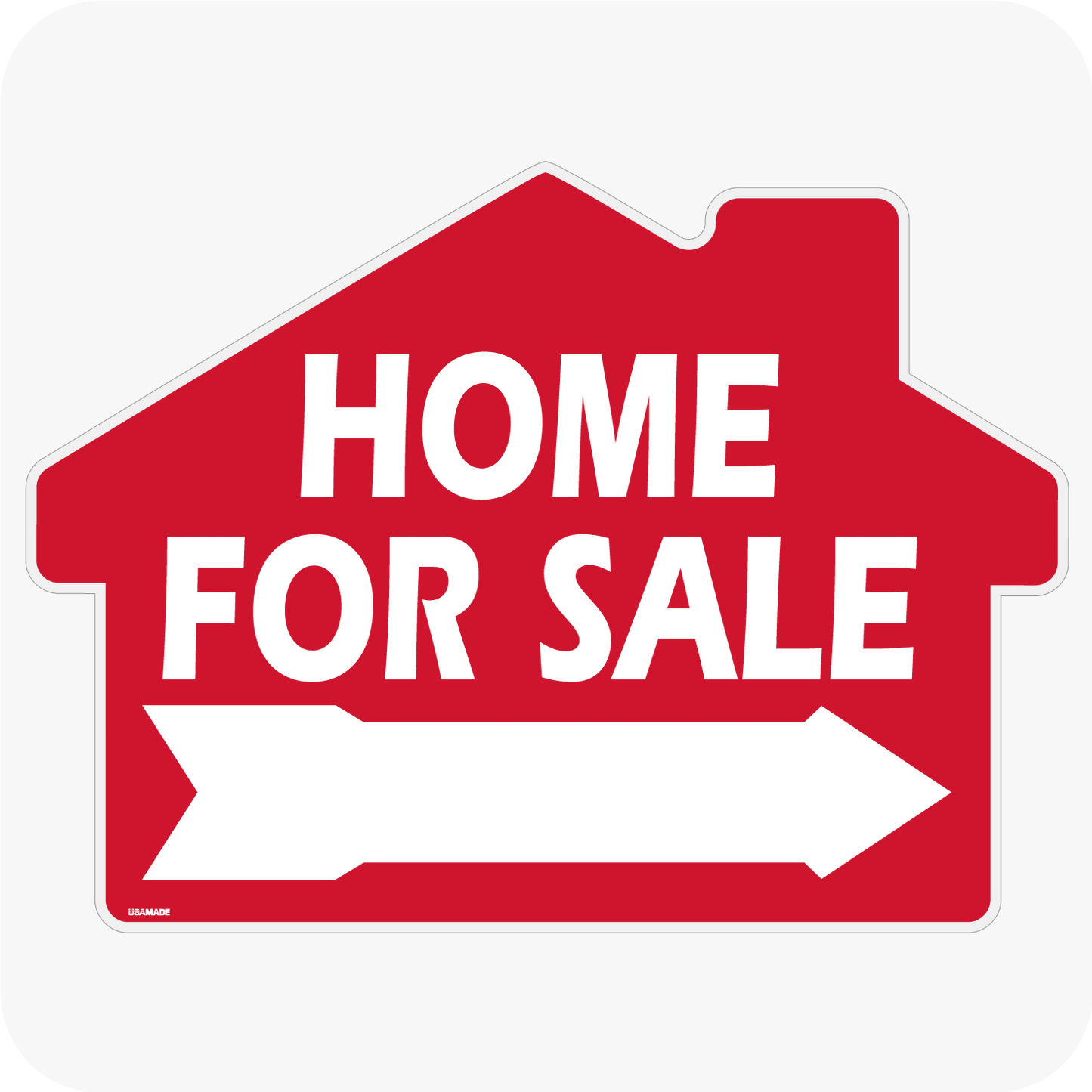 Home For Sale Rounded House Shaped Sign with Arrow 18 x 24 - Red