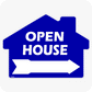 Open House w/ Arrow - Rounded House Shaped Sign 18x24 - Blue