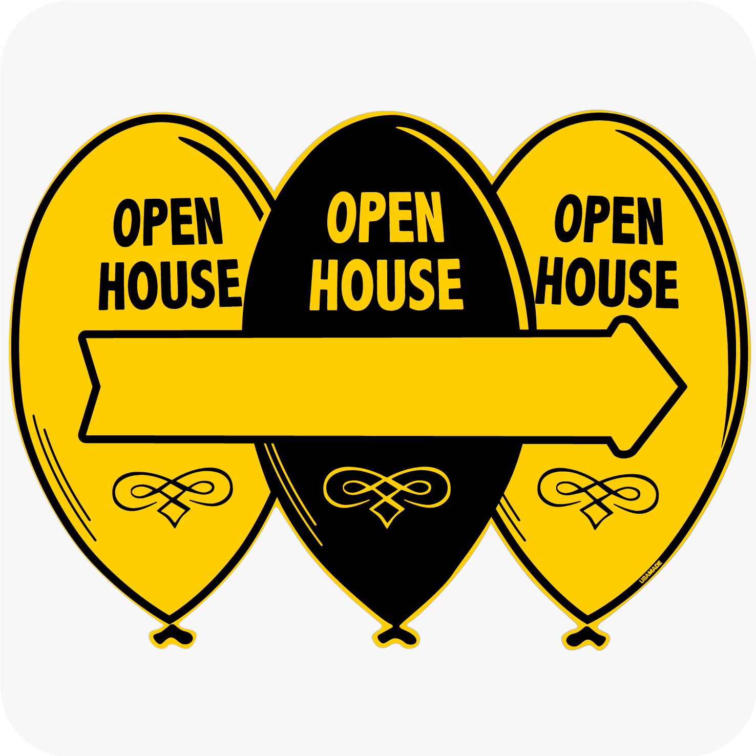 Sign For Balloon Buy Open House Balloon Sign w/ Arrow - Black and Yellow ...