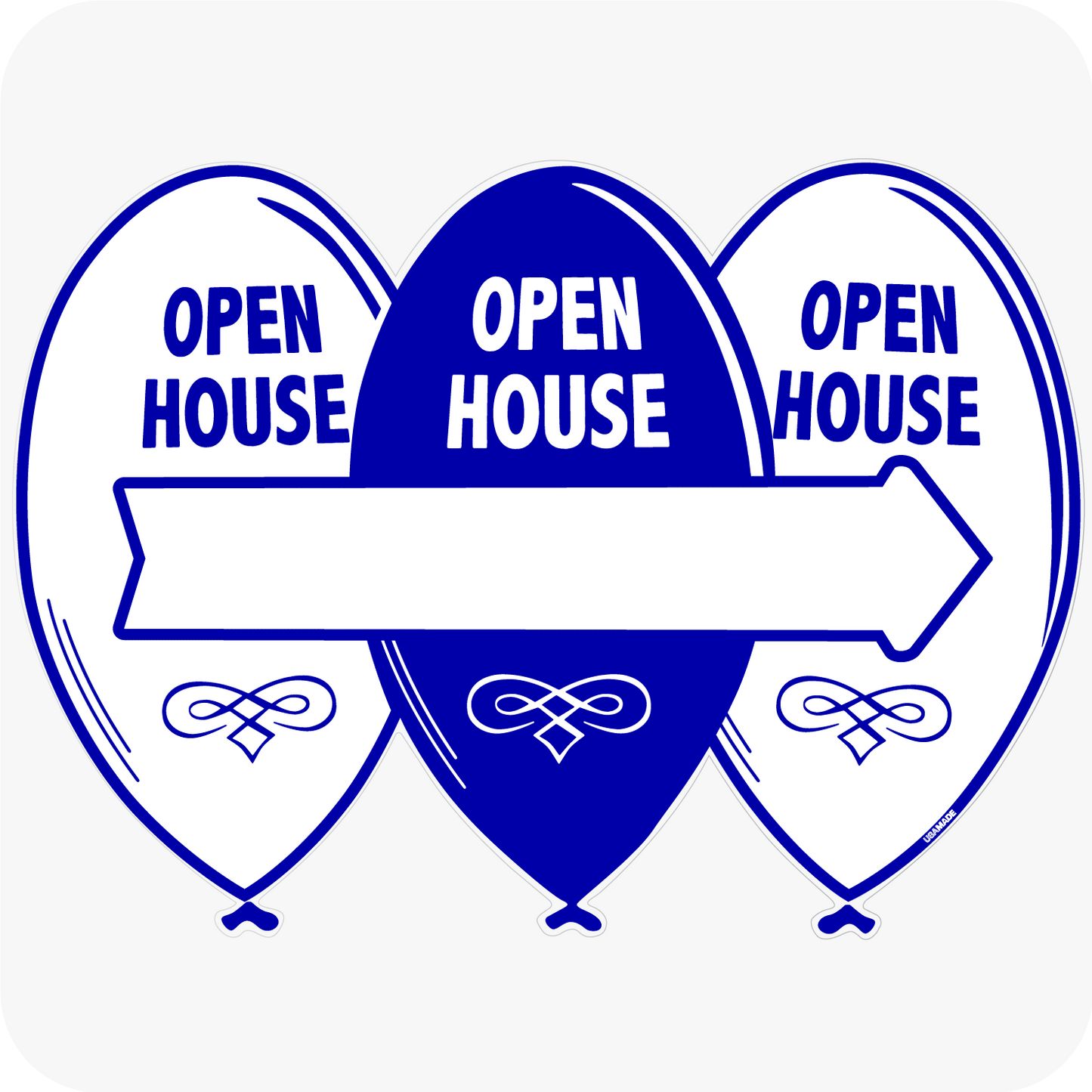 Open House Balloon Sign w/ Arrow 24 x 18- Blue