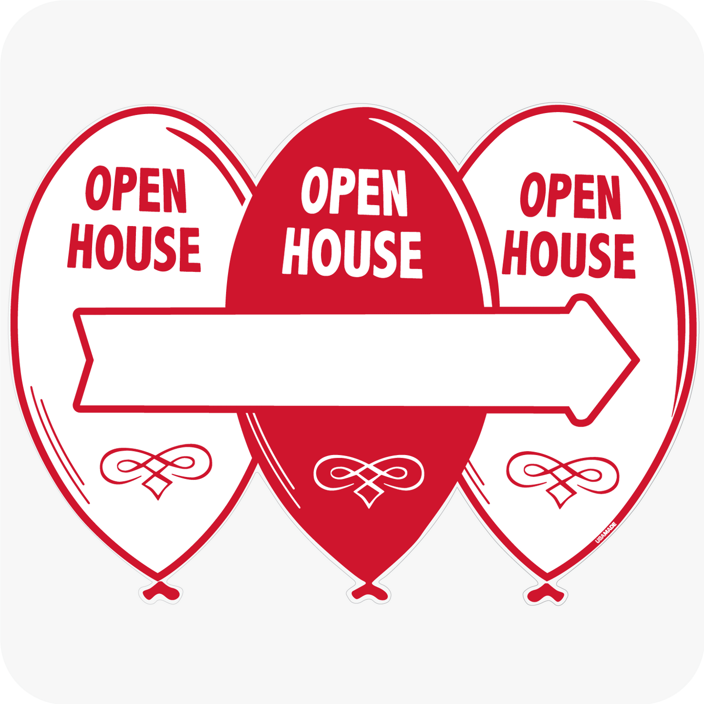 Open House Balloon Sign with Arrow - Red