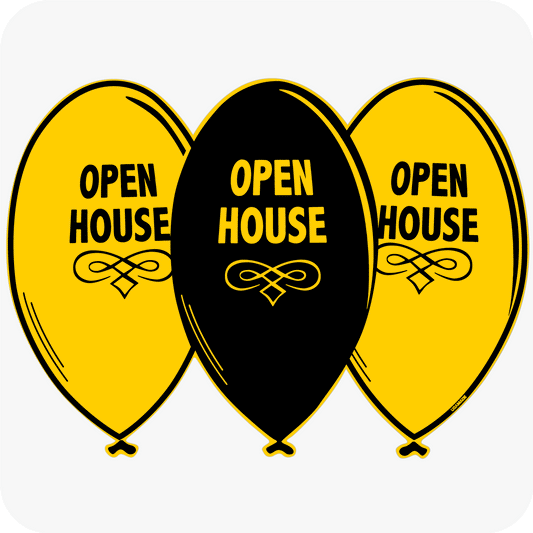Open House Balloon Sign - Black and Yellow