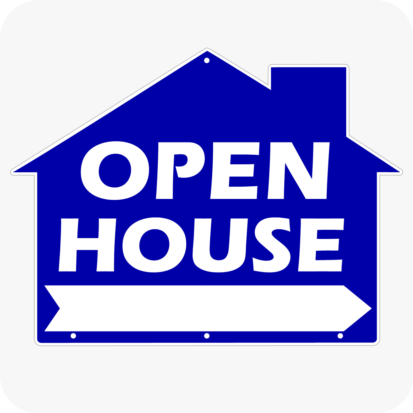 Open House House Shaped Sign 18 x 24 - Blue