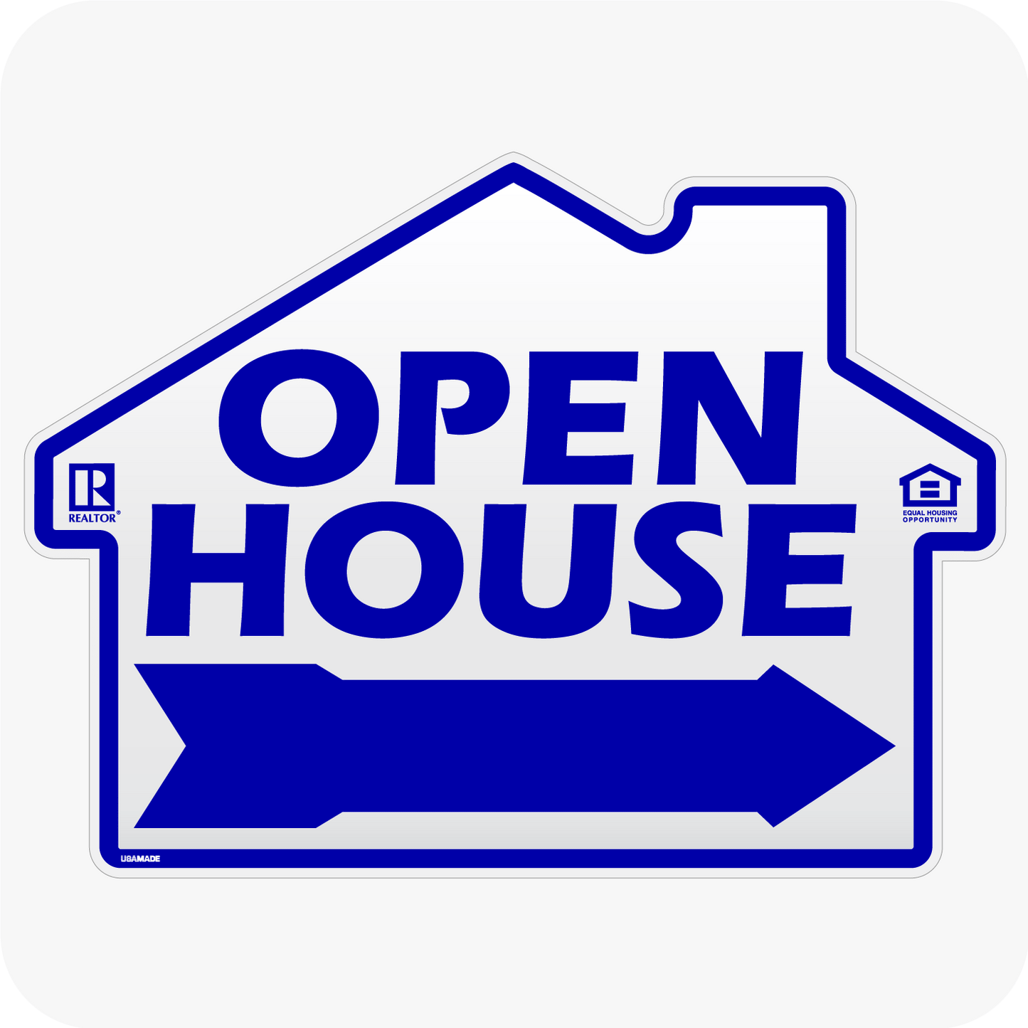 Open House - House Shaped Sign w/Realtor Logo 18 x 24 - Blue