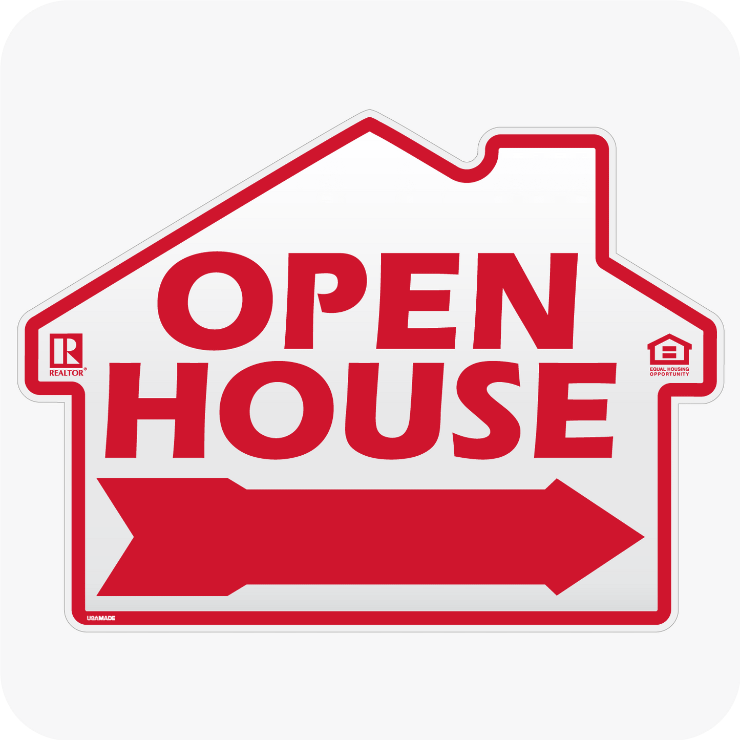 Open House 18 x 24 House Shaped Sign w/Realtor Logo - Red
