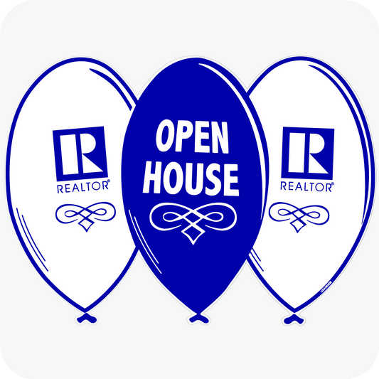 Open House & Realtor Logo - Corrugated Balloon - Blue
