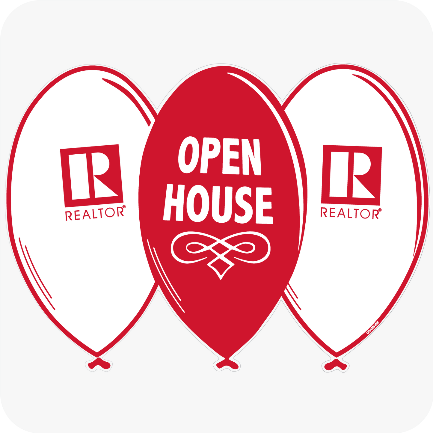 Open House & Realtor Logo - Corrugated Balloon 24 x 18 - Red