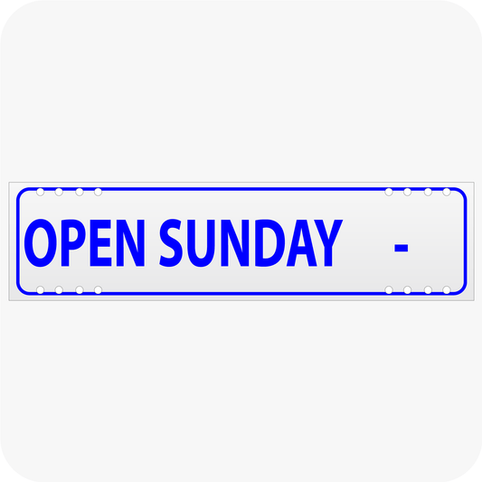 Open Sunday with Blank for Hours 6 x 24 Corrugated Rider - Blue