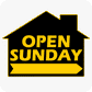 Open Sunday - House Shaped Sign 18 x 24 - Black and Yellow