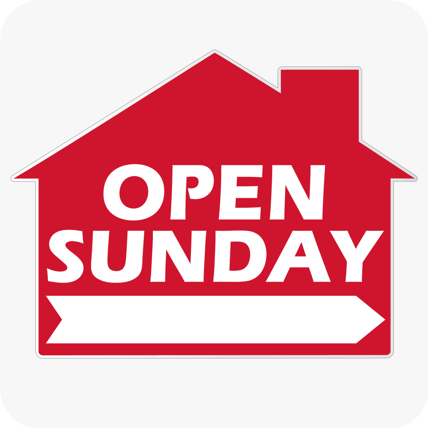 Open Sunday - House Shaped Sign 18x24 - Red