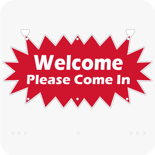 Welcome Please Come In 12 x 24 Corrugated Star Rider - Red
